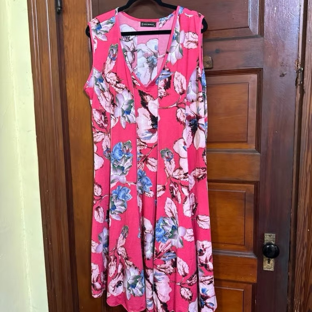 Sleeveless Floral V-Neck Dress - Pink